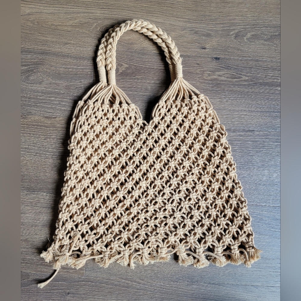 Handcrafted Tan Macrame Tote